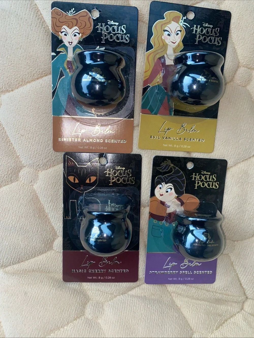Disney Hocus Pocus Halloween Lip Balm Set Of 4 Cherry Strawberry Vanilla Almond